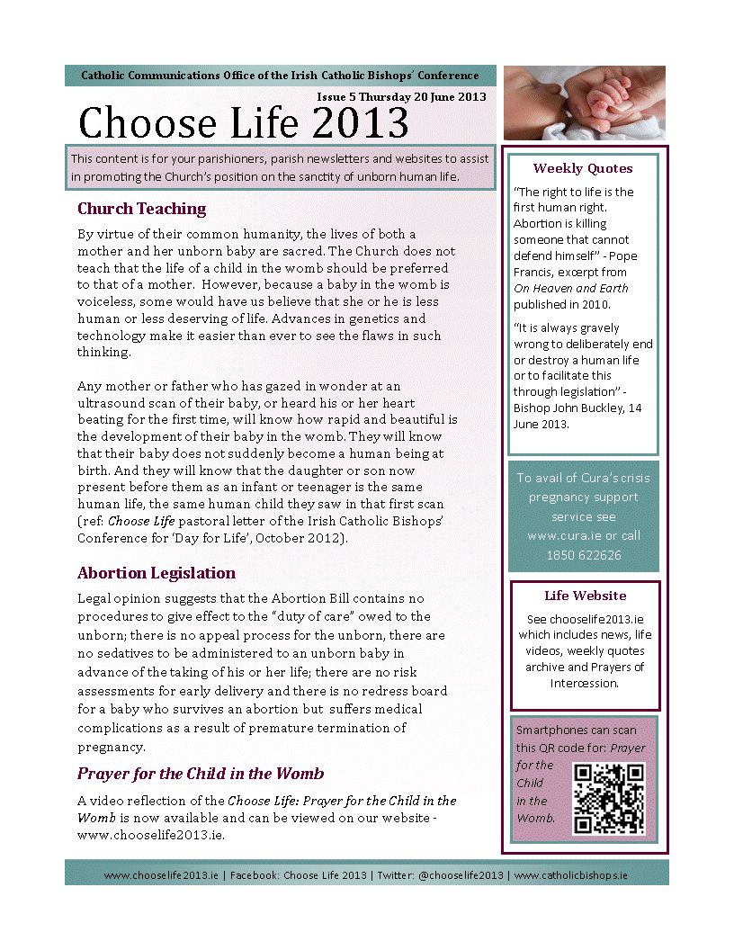 Choose Life 2013 newsletter Issue 5 - 20 June 2013