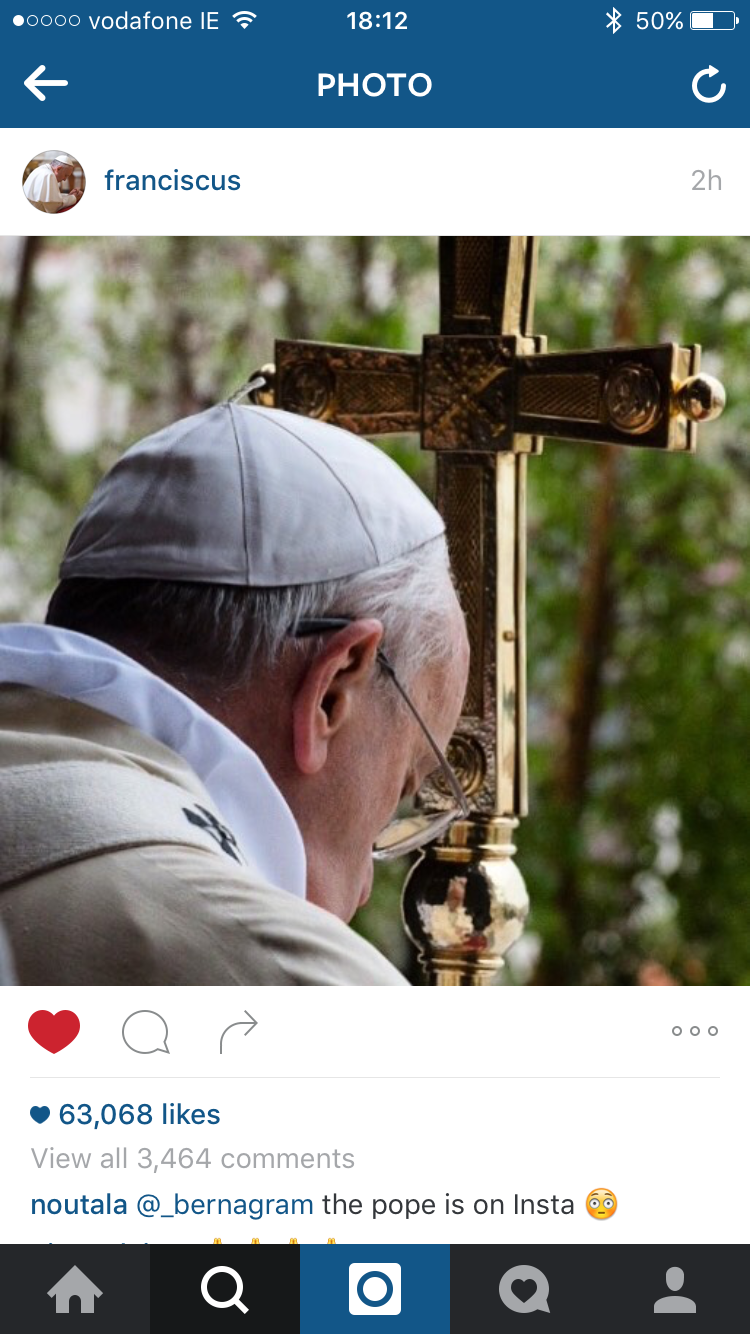 Pope Francis launches “Franciscus” Instagram account